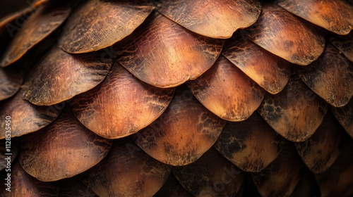 Close-up of pangolin scales, textured pattern. photo