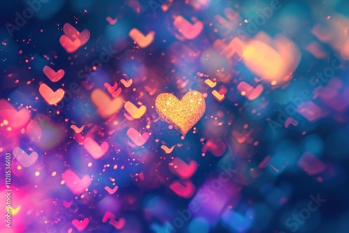 Heart shape pattern bokeh effect background backgrounds illuminated decoration.