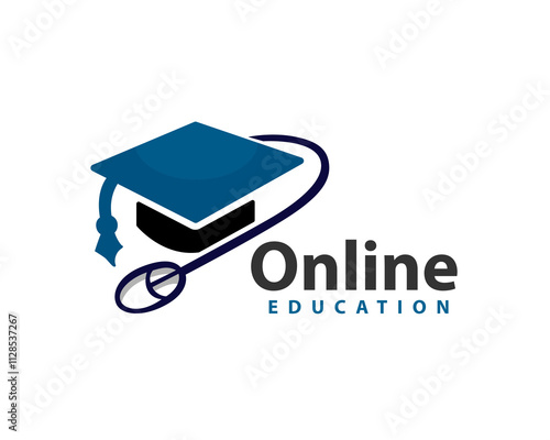 online hat education logo design template illustration inspiration