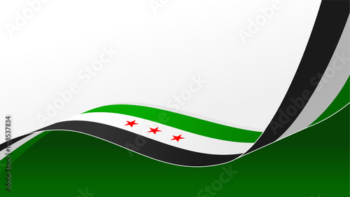 New Flag of Syrian Arab Republic, waving flag background for syria national day