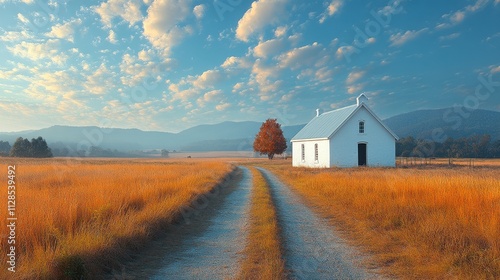 small white church in the prairie of new south wales australia