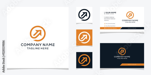 creative letter O arrow logo design, business card vector template