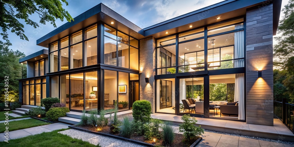 A Detailed View of Modern Suburban House Window Designs Showcasing Energy Efficiency with Minimalist Frames in a Contemporary Setting A Detailed View of Modern Suburban House Window Designs Showcasing Energy Efficiency with Minimalist Frames in a Contemporary Setting