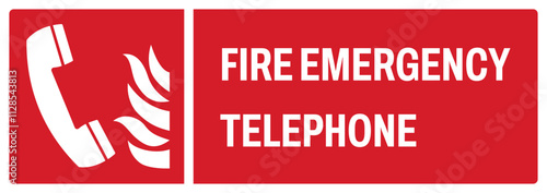 ISO fire prevention safety sign uppercase text_fire emergency telephone_landscape size 1/2 a4,a3,a2,a1	 
