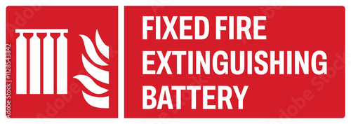 ISO fire prevention safety sign uppercase text_fixed fire extinguishing battery._landscape size 1/2 a4,a3,a2,a1	 
