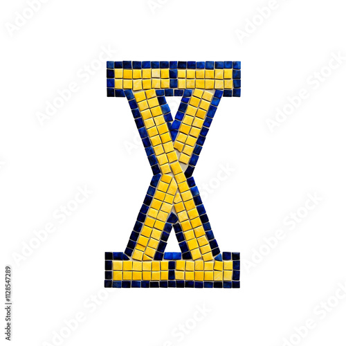 Wallpaper Mural A mosaic letter X made up of small square tiles in yellow and blue colors. Torontodigital.ca