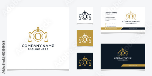 creative letter O justice law firm logo design, business card vector template