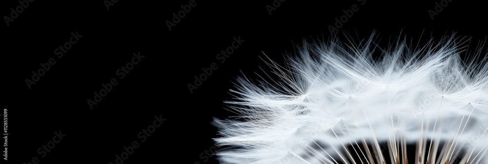 Obraz premium This stunning image captures the delicate beauty of dandelion seeds against a black background, illustrating fragility, nature's art, and the concept of dreams or wishes.