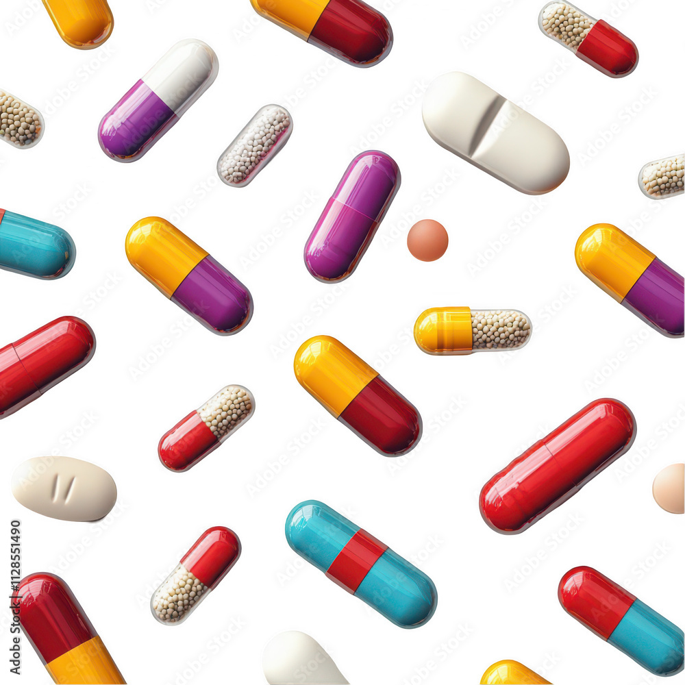Colorful pills and tablets isolated on transparent background, PNG Cutout clipart Colorful pills and tablets isolated on transparent background, PNG Cutout clipart