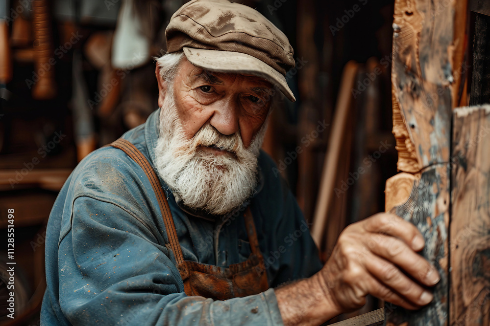 Generative AI Image of a Stonemason Working with Stone, Shaping and Carving Stone Surface Generative AI Image of a Stonemason Working with Stone, Shaping and Carving Stone Surface