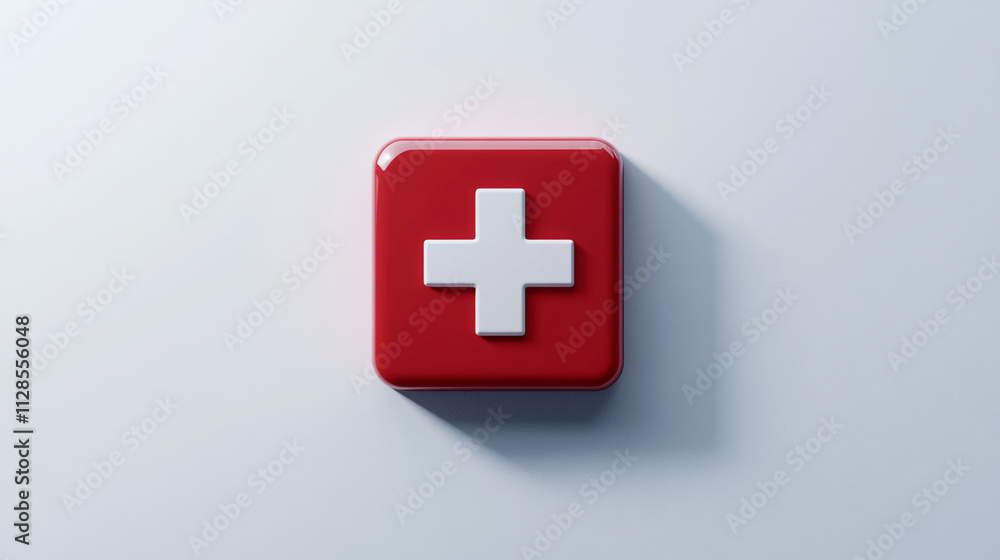 Red and white medical cross symbol on a light background representing healthcare and first aid Red and white medical cross symbol on a light background representing healthcare and first aid