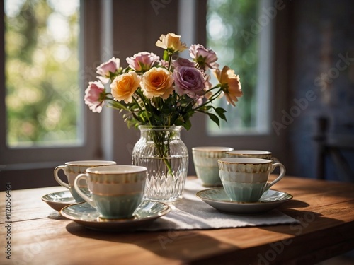 cup of tea and flowers