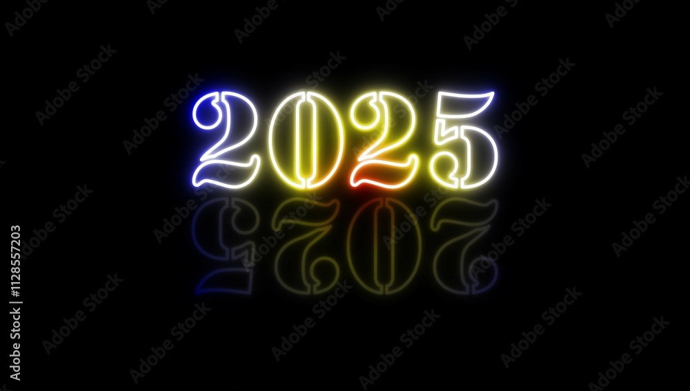 Neon Light 2025 Number Against Dark Background For Happy New Year Concept
Neon Light 2025 Number Against Dark Background For Happy New Year Concept