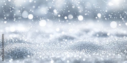 Snowfall and Glittering Winter Background