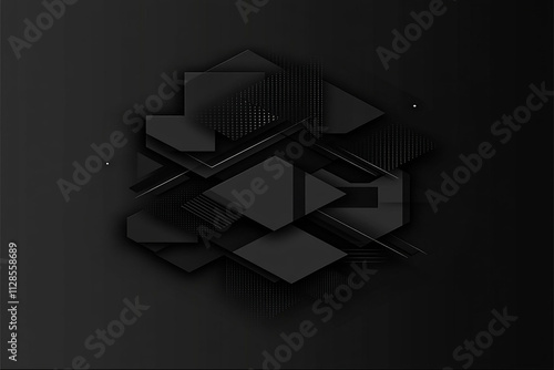 Abstract Dark Spheres Floating in Minimalist Black Background with Glossy Surreal Design