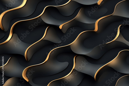 Abstract Dark Spheres Floating in Minimalist Black Background with Glossy Surreal Design