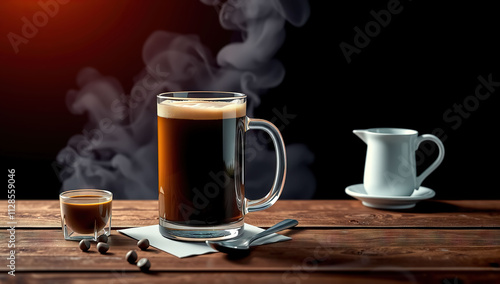 Coffee mug with marshmallows and whipped cream. Generative AI