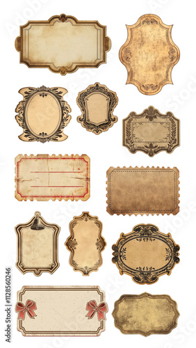 PNG vintage badge design element set, transparent background