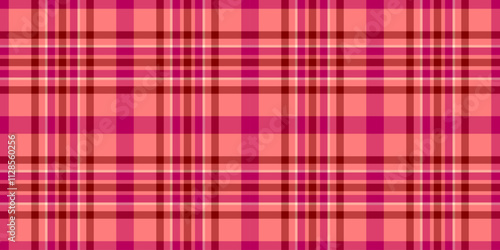 Exotic pattern tartan textile, cell plaid texture check. Book seamless vector background fabric in red and pink colors.