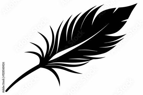 bird feather vector silhouette illustration. Feather Black and White Isolated Icon Vector illustration

