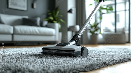 Wallpaper Mural upright one piece vacuum cleaner for cleaning dirty floors with a lot of dust on the floor long handle ergonomic dust storage box underneath black white and gray colo Torontodigital.ca