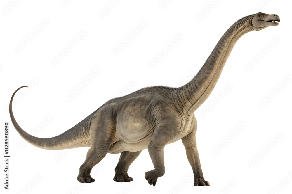 Fototapeta premium Portrait of a brontosaurus isolated on white background.
