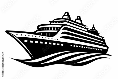 Cruise vector art silhouette illustration. Cruise ship and boat vector icon and ship icon silhouette illustration