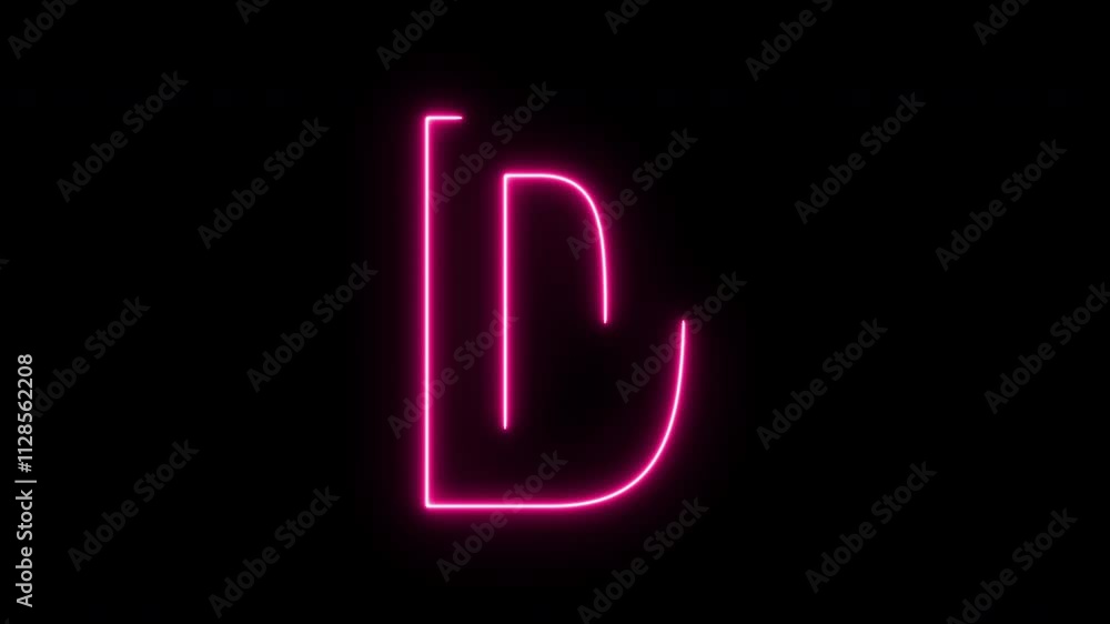 Latter D neon animation on black background Seamless loop. 4K Latter D neon animation on black background Seamless loop. 4K