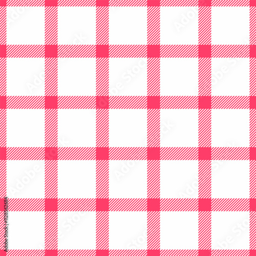 Outside textile pattern tartan, decor fabric vector seamless. Livingroom background check texture plaid in red and white colors.