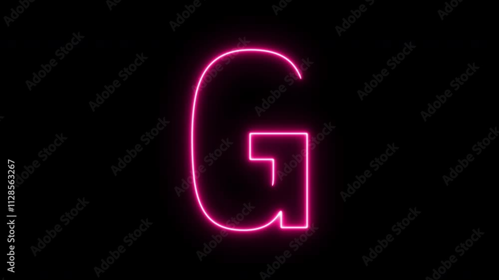 Latter G neon animation on black background Seamless loop. 4K Latter G neon animation on black background Seamless loop. 4K