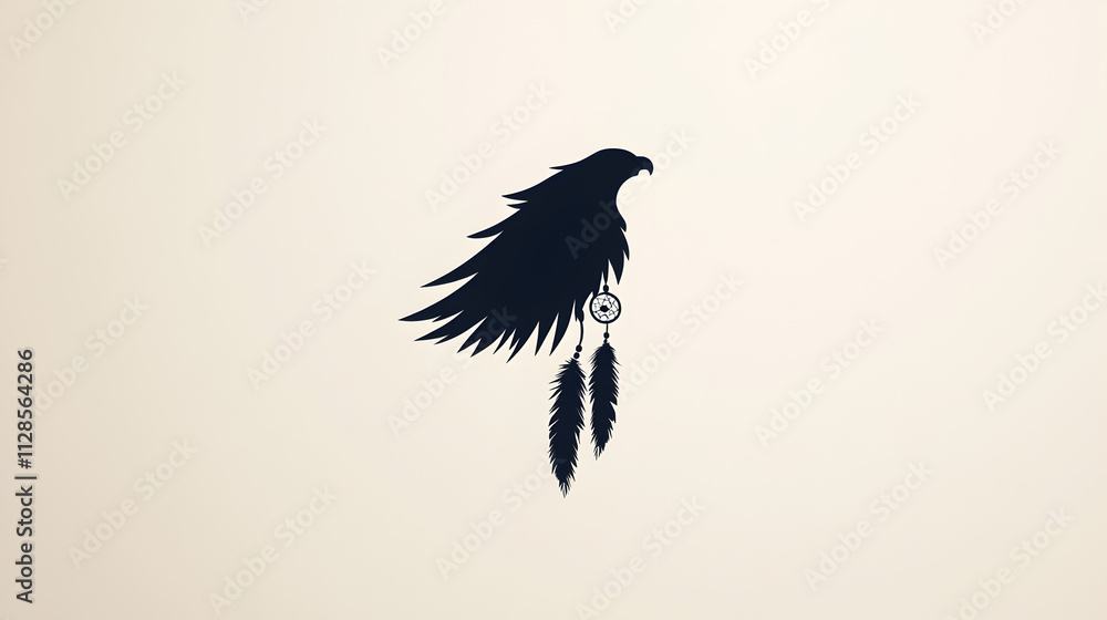 Fototapeta premium A minimalist icon of a dreamcatcher, representing Native American spiritual traditions. Dreamcatcher icon.