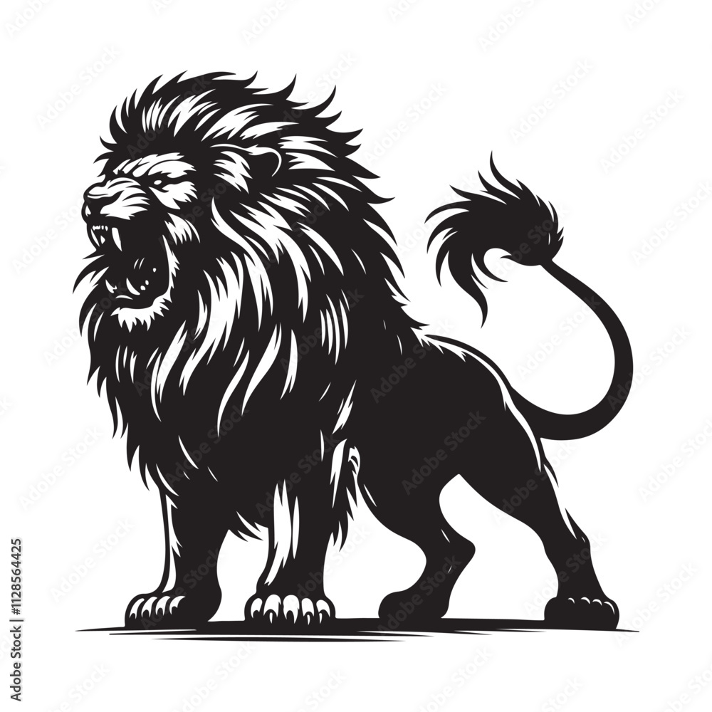 Obraz premium A black angry lion silhouette