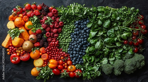 Vibrant Organic Fruits and Greens Arrangement