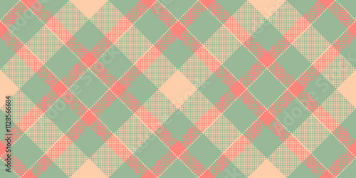 Ornate background vector texture, smooth seamless check pattern. Manufacture plaid textile tartan fabric in pastel and orange colors.