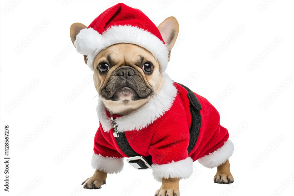 A fluffy Pomeranian in an elegant Santa costume, vibrant red and white fur-lined jacket, tiny Santa hat tilted slightly, smiling and charming expression. A fluffy Pomeranian in an elegant Santa costume, vibrant red and white fur-lined jacket, tiny Santa hat tilted slightly, smiling and charming expression.