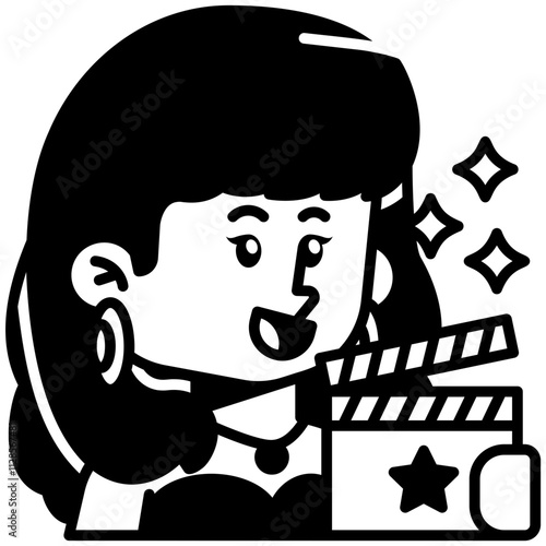 Female Actor Job Black Fill Icon