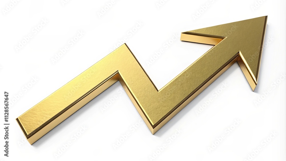 A gold arrow pointing upwards on a white background A gold arrow pointing upwards on a white background