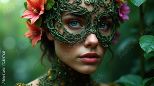 Masked Woman with Vine Mask photo