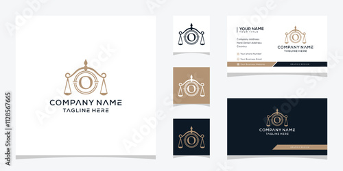 letter O justice law firm logo design icon, business card graphic vector template