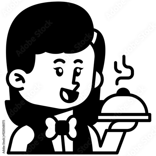 Female Waiter Job Black Fill Icon
