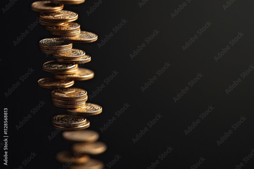 Fototapeta premium Digital finance trends cascading coins and business growth insights