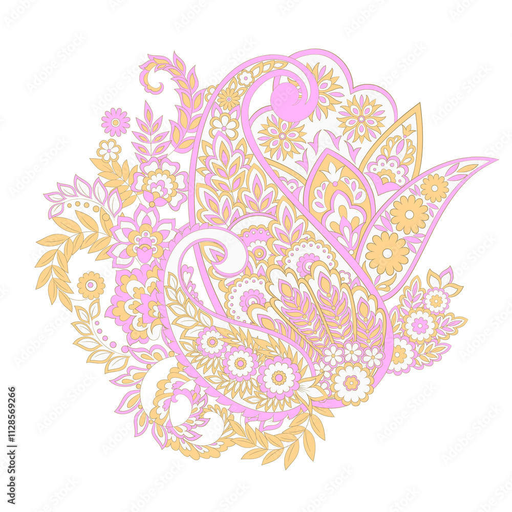 Obraz premium Paisley isolated. Card with paisley isolated for design. Floral pattern. Embroidery floral vector pattern.