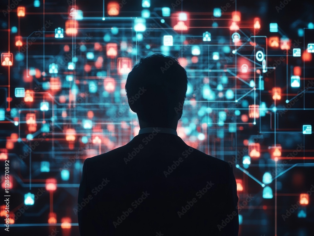 Corporate Worker Analyzing Data in Digital Environment Corporate Worker Analyzing Data in Digital Environment