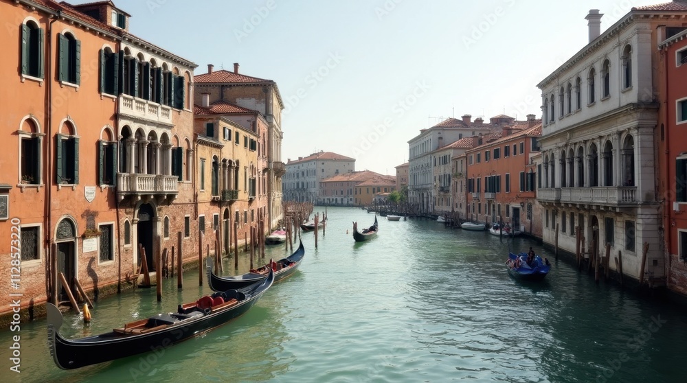 Gondolas on a Scenic Venetian Canal Gondolas on a Scenic Venetian Canal