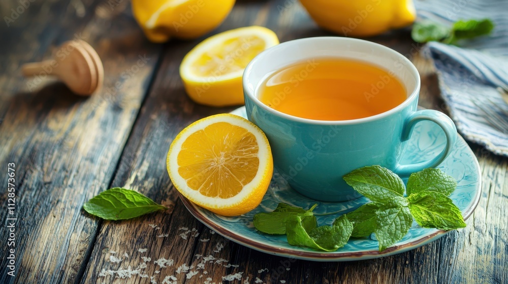 Refreshing Lemon Tea with Mint Leaves Promoting Health and Wellness through Natural Detoxification Refreshing Lemon Tea with Mint Leaves Promoting Health and Wellness through Natural Detoxification