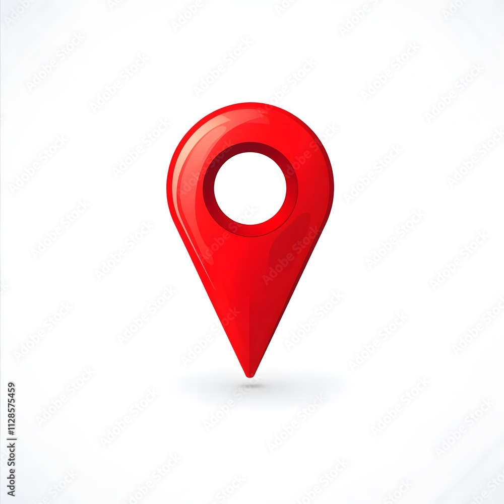 Red Location Pin Icon on White Background, GPS Navigation Marker Symbol, Map Pointer Illustration Red Location Pin Icon on White Background, GPS Navigation Marker Symbol, Map Pointer Illustration
