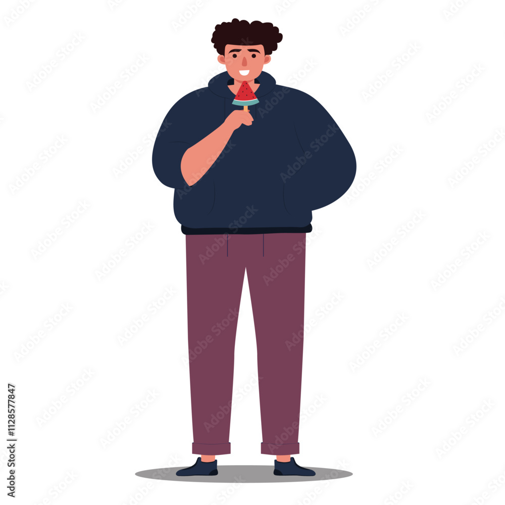 Illustration and vector the woman's activity was standing carrying ice cream Illustration and vector the woman's activity was standing carrying ice cream