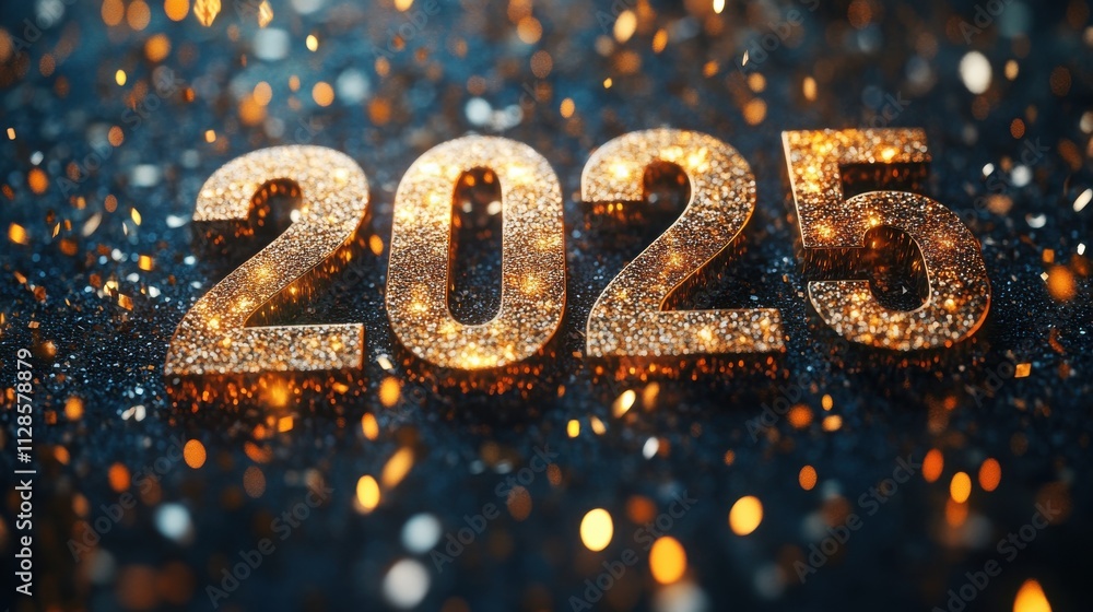 The image is a close up of the number twenty-five with glitter on it. Generative AI