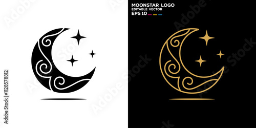 Moon star logo. Night, dream, nature. Icon symbol design template EPS 10.