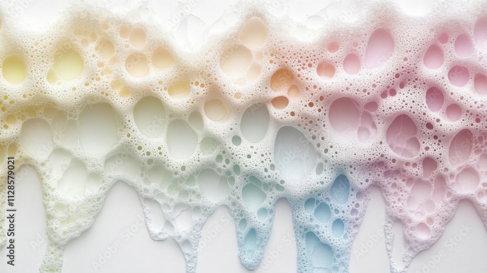 Pastel Colored Foam Dripping Down A White Background Pastel Colored Foam Dripping Down A White Background